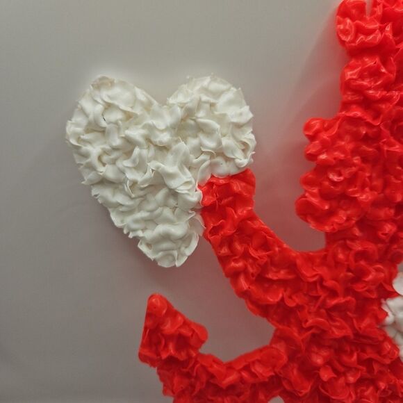 Vintage Melted Plastic Popcorn Cupid Decoration Valentine's Day 10" High - Picture 2 of 16